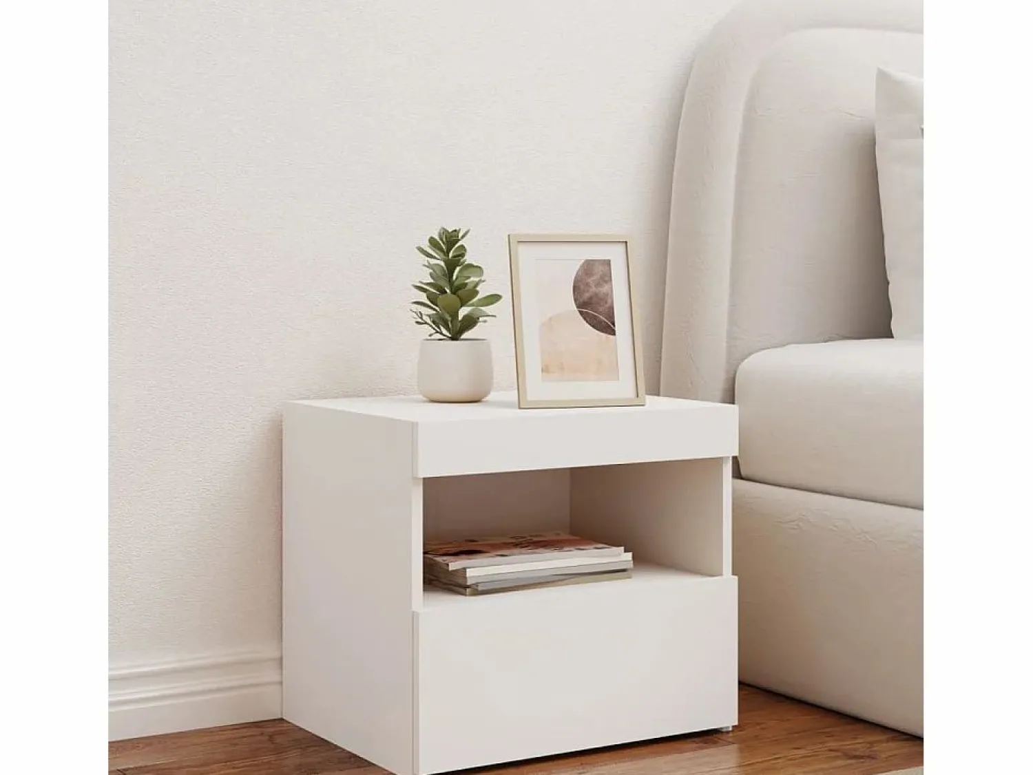 Clicnbuy Mesita de noche con luces LED 50x40x45 cm