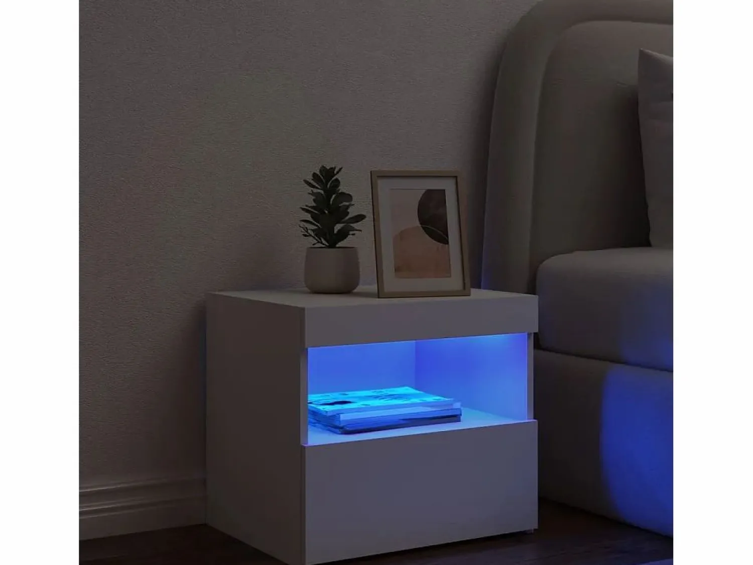 Clicnbuy Mesita de noche con luces LED 50x40x45 cm