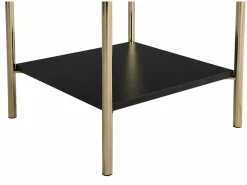 Vente-unique Mesita de noche conjunto de 2 con 1 cajón de MDF y metal en color negro y dorado - MILAVIA Negro / Dorado