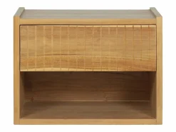 Vente-unique Mesita de noche Conjunto de 2 suspendidas con almacenamiento madera de teca color natural - REVUKA Color natural claro