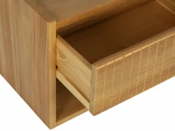 Vente-unique Mesita de noche Conjunto de 2 suspendidas con almacenamiento madera de teca color natural - REVUKA Color natural claro