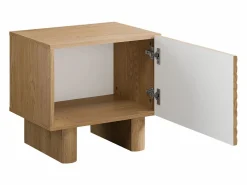Mesita de noche conjunto de 2 con 1 puerta en MDF color natural - LUDIMA Mesita De Noche
