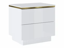 Vente-unique Mesita de noche Conjunto de 2 con 2 cajones brillante y dorado - VUKIA