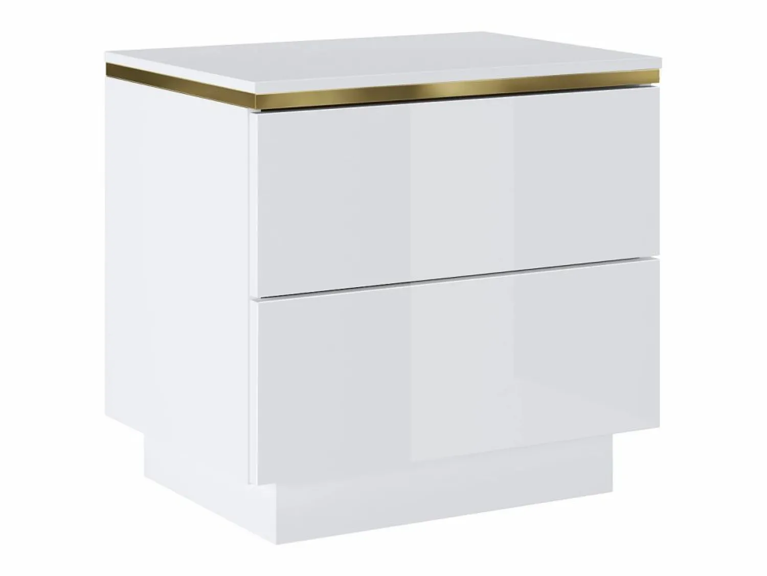 Vente-unique Mesita de noche Conjunto de 2 con 2 cajones brillante y dorado - VUKIA