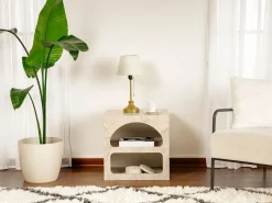 Vente-unique Mesita de noche conjunto de 2 con almacenamiento efecto mármol - LUELA Beige