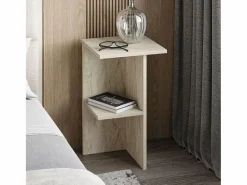 Outlet Calicosy Mesita de noche cuadrada con estante H60 cm - LERAY Beige