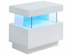 Hot Mesita de noche de 2 piezas con cajón y hueco con LED, MDF lacado - FABIO II Mesita De Noche