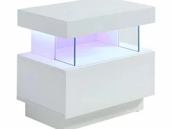 Hot Mesita de noche de 2 piezas con cajón y hueco con LED, MDF lacado - FABIO II Mesita De Noche