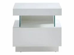 Hot Mesita de noche de 2 piezas con cajón y hueco con LED, MDF lacado - FABIO II Mesita De Noche