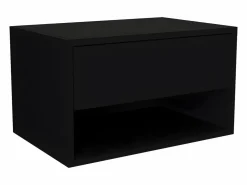 Sale Vente-unique Mesita de noche de pared RITAMI con 1 cajón y 1 estante, color Negro