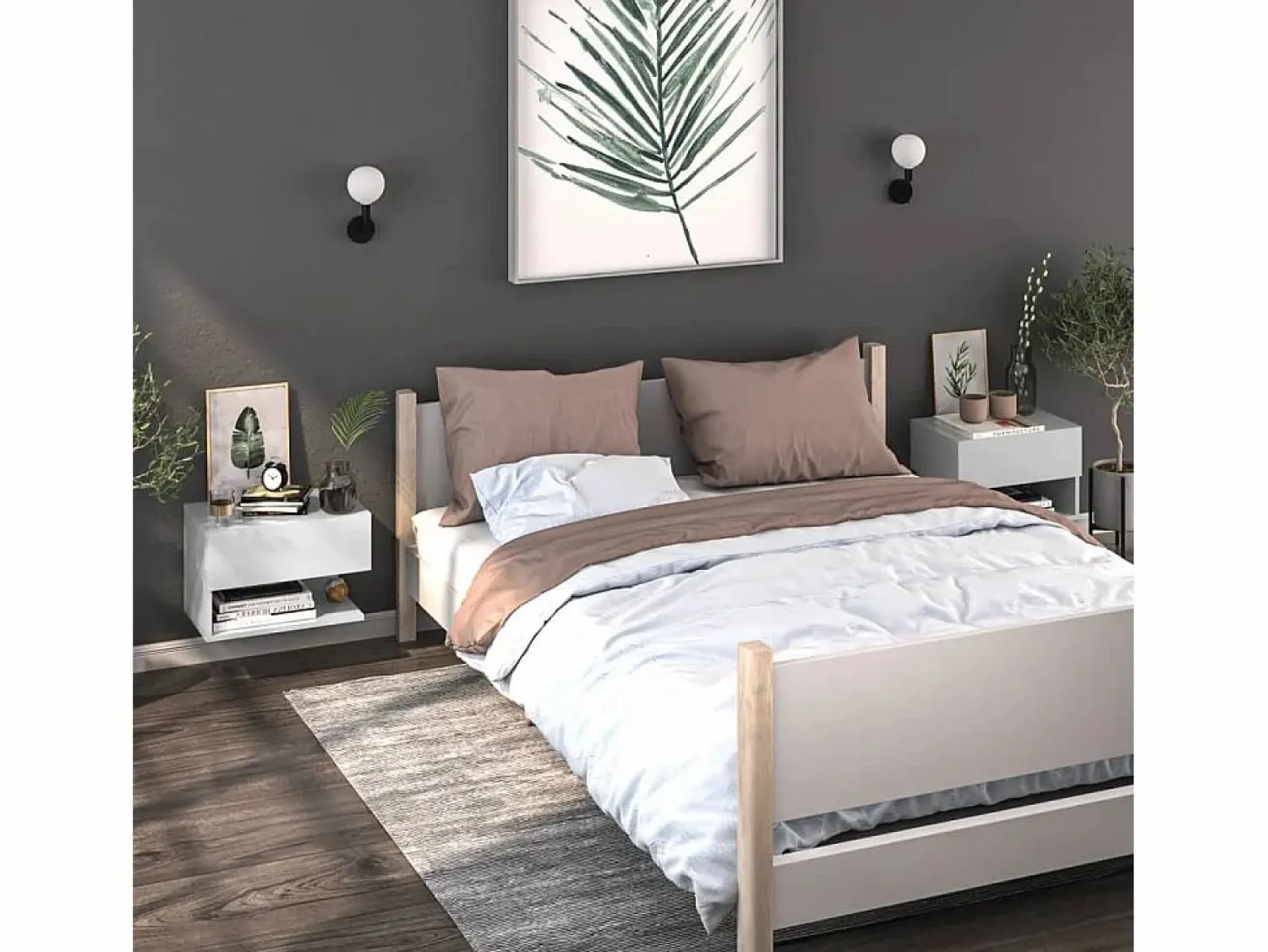 Discount Clicnbuy Mesita de noche de pared blanca Blanco