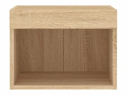Clicnbuy Mesita de noche de pared con luces LED roble Sonoma