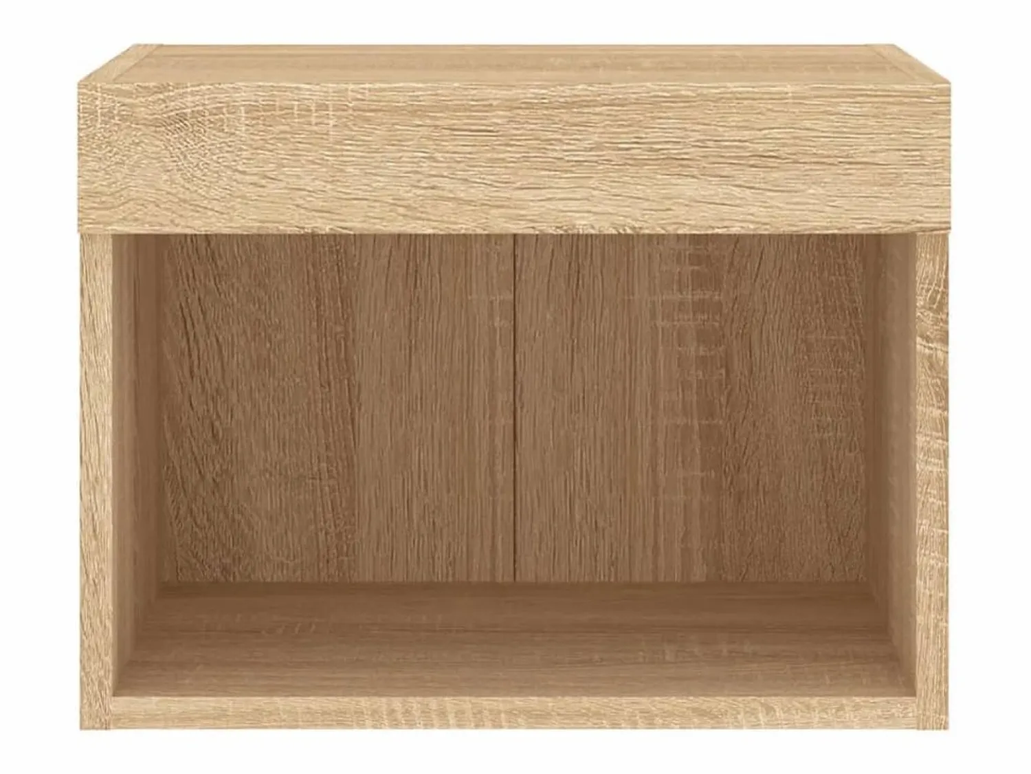 Clicnbuy Mesita de noche de pared con luces LED roble Sonoma