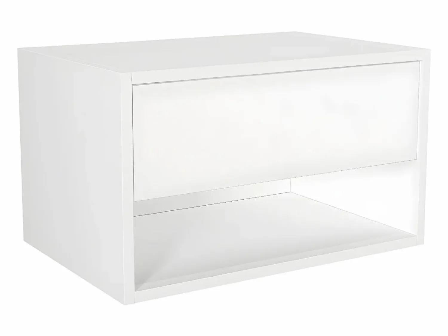 Hot Vente-unique Mesita de noche de pared RITAMI con 1 cajón y 1 estante, color Blanco