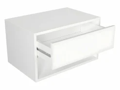 Hot Vente-unique Mesita de noche de pared RITAMI con 1 cajón y 1 estante, color Blanco