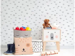 New Mesita de noche de pino infantil con dibujo de oso Muebles Niño