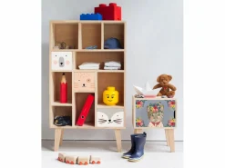 Clearance Mesita de noche de pino para niños con dibujo de gato floral. Muebles Niño