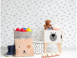 Best Mesita de noche de pino para niños con dibujo de cara de oso. Muebles Niño