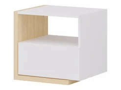 Vente-unique Mesita de noche escandinava 1 cajón y 1 estante en color blanco y natural - NAPOLI II Color natural claro / Blanco