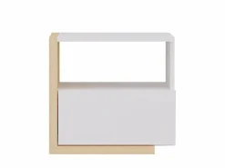 Vente-unique Mesita de noche escandinava 1 cajón y 1 estante en color blanco y natural - NAPOLI II Color natural claro / Blanco