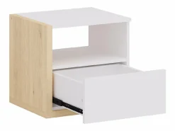 Vente-unique Mesita de noche escandinava 1 cajón y 1 estante en color blanco y natural - NAPOLI II Color natural claro / Blanco