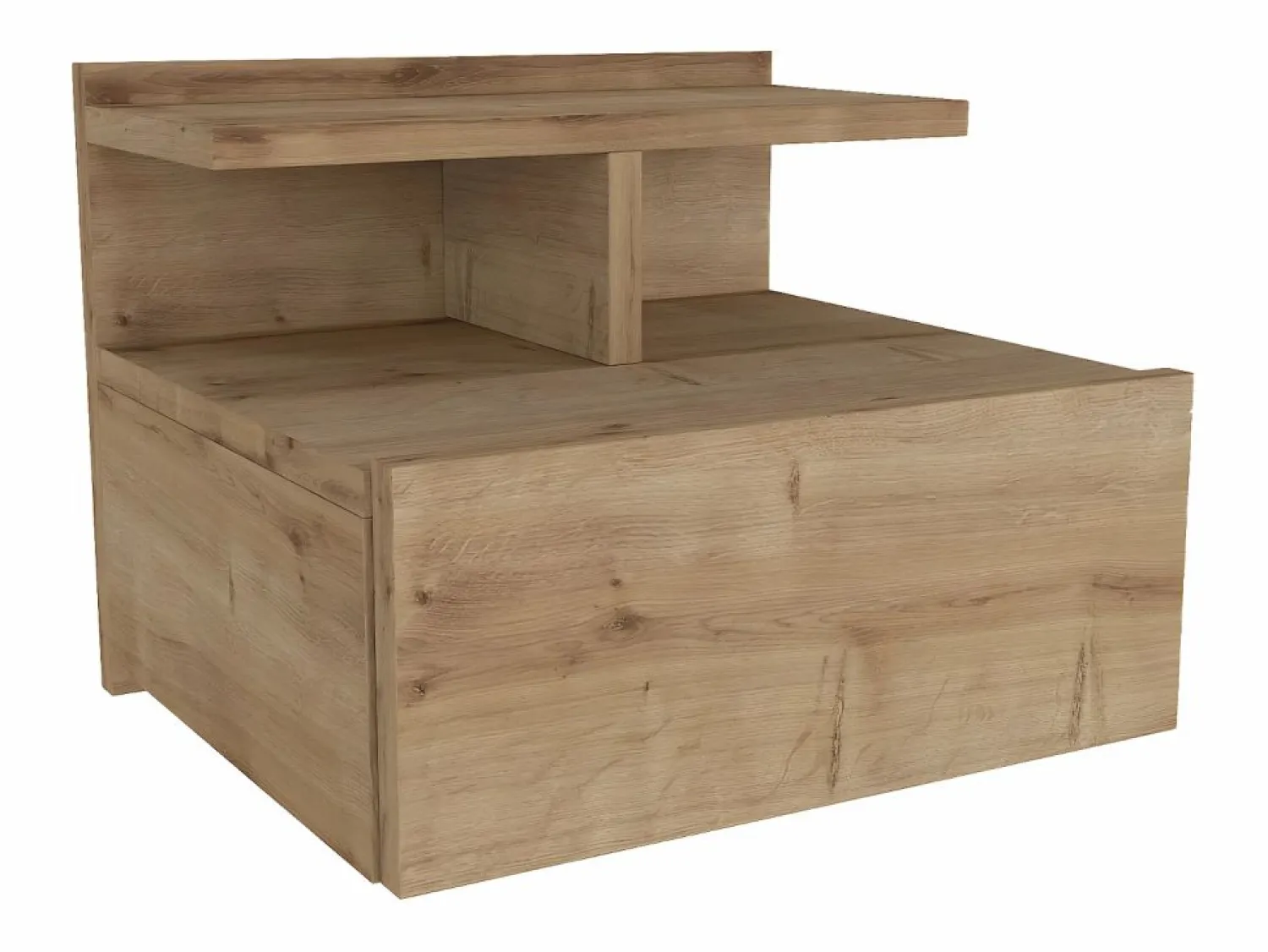 Online Mesita de noche flotante con 1 cajón y 1 estante color natural - AZELNO Mesita De Noche