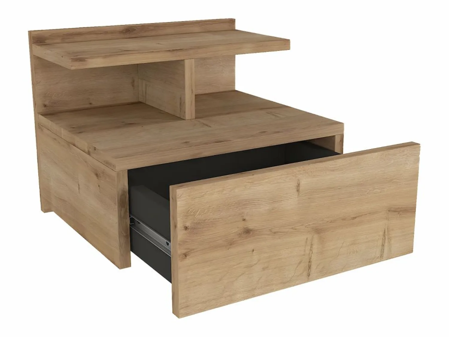 Online Mesita de noche flotante con 1 cajón y 1 estante color natural - AZELNO Mesita De Noche
