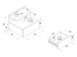 Online Mesita de noche flotante con 1 cajón y 1 estante color natural - AZELNO Mesita De Noche