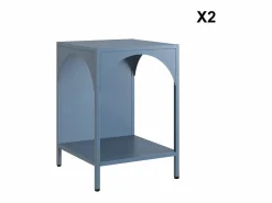 Sweeek Mesita de noche industrial de metal, set de 2 gris