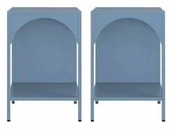 Sweeek Mesita de noche industrial de metal, set de 2 gris