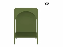 Sweeek Mesita de noche industrial de metal, set de 2 verde kaki