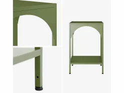 Sweeek Mesita de noche industrial de metal, set de 2 verde kaki