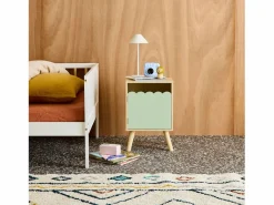 Clearance Sweeek Mesita de noche infantil con patas de madera de pino, 1 puerta Verde