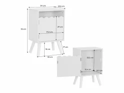 Clearance Sweeek Mesita de noche infantil con patas de madera de pino, 1 puerta Verde