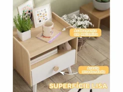Online Mesita de noche infantil Drácena 1 compartimento + cajón +3A /natural 40x40x32,5 cm Muebles Niño