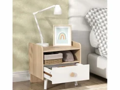 Online Mesita de noche infantil Drácena 1 compartimento + cajón +3A /natural 40x40x32,5 cm Muebles Niño