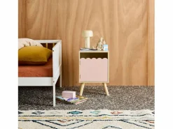 Sweeek Mesita de noche infantil con patas de madera de pino, 1 puerta
