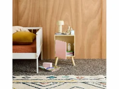 Sweeek Mesita de noche infantil con patas de madera de pino, 1 puerta