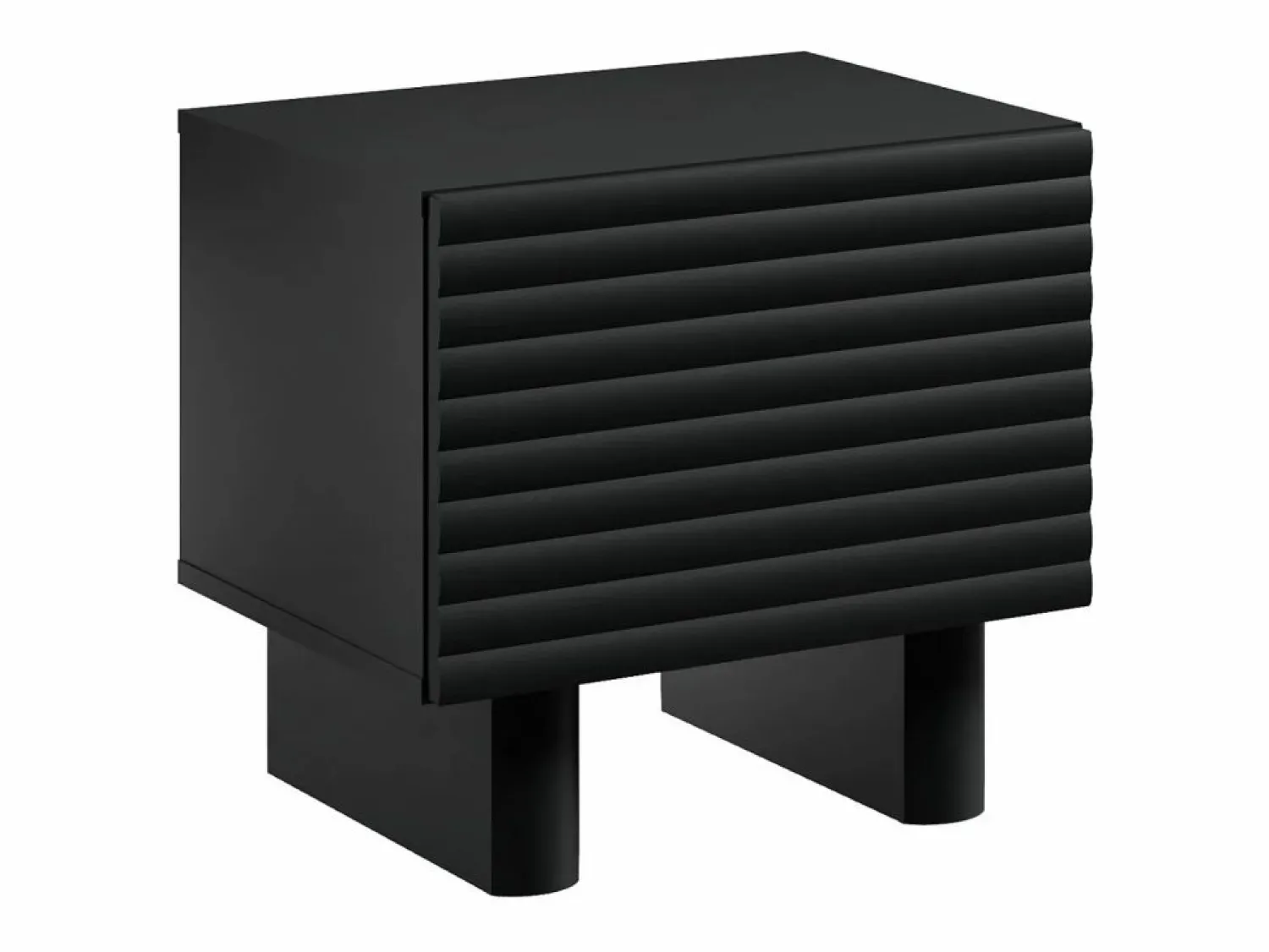 Vente-unique Mesita de noche, juego de 2 con 1 puerta en MDF - LUDIMA Negro