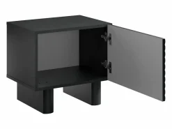 Vente-unique Mesita de noche, juego de 2 con 1 puerta en MDF - LUDIMA Negro