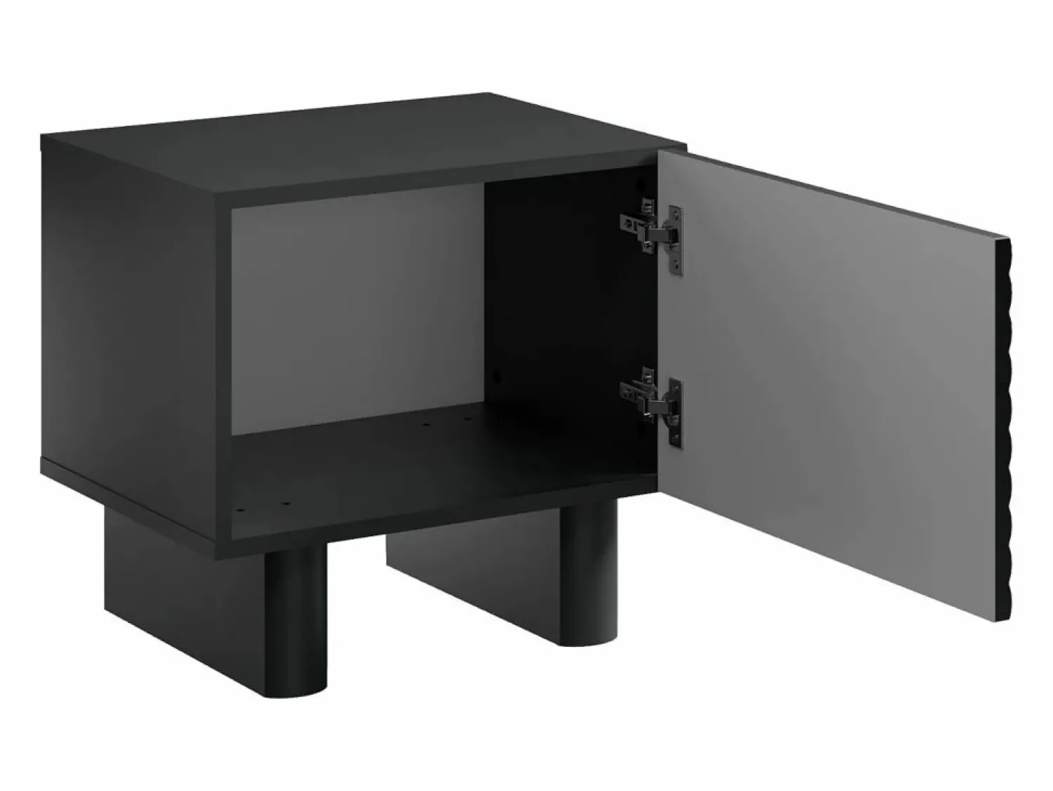 Vente-unique Mesita de noche, juego de 2 con 1 puerta en MDF - LUDIMA Negro