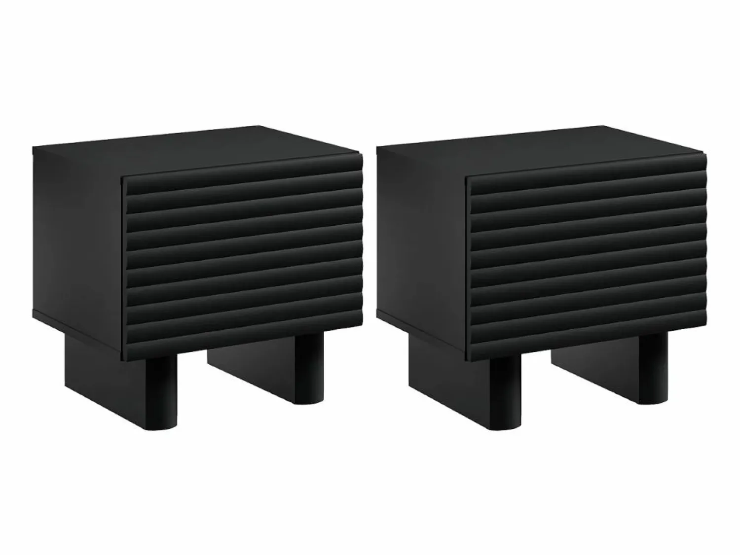 Vente-unique Mesita de noche, juego de 2 con 1 puerta en MDF - LUDIMA Negro