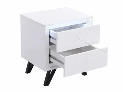 Vente-unique Mesita de noche lote de 2 con 2 cajones y LEDs en MDF lacado - SALIANO