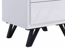 Vente-unique Mesita de noche lote de 2 con 2 cajones y LEDs en MDF lacado - SALIANO