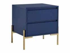 Outlet Mesita de noche lote de 2 con 2 cajones en MDF y metal lacado y dorado - KORASA Mesita De Noche