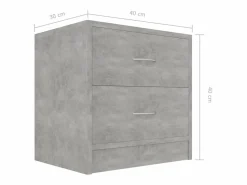 Clicnbuy Mesita de noche madera contrachapada hormigón 40x30x40 cm Gris