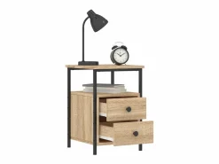 Hot Clicnbuy Mesita de noche madera de ingeniería roble Sonoma 34x35,5x50 cm Marru00f3n