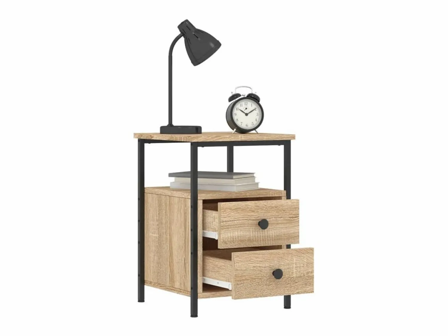 Hot Clicnbuy Mesita de noche madera de ingeniería roble Sonoma 34x35,5x50 cm Marru00f3n
