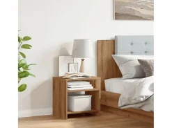 Clearance Clicnbuy Mesita de noche madera de ingeniería roble artisian 40x30x40 cm Marru00f3n