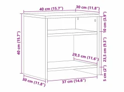 Clearance Clicnbuy Mesita de noche madera de ingeniería roble artisian 40x30x40 cm Marru00f3n